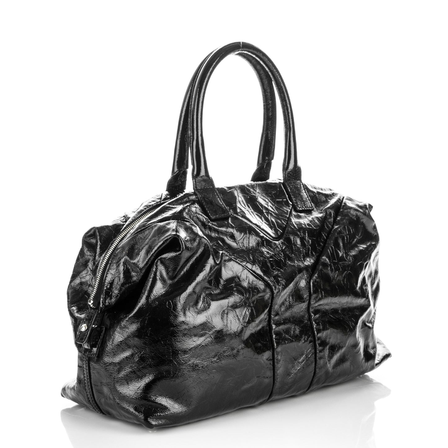 Embossed Patent Medium Easy Y Bag Black