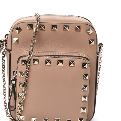 Valentino Garavani Calfskin Rockstud Double Pocket Chain Crossbody Bag Soft Noisette 8 of 8
