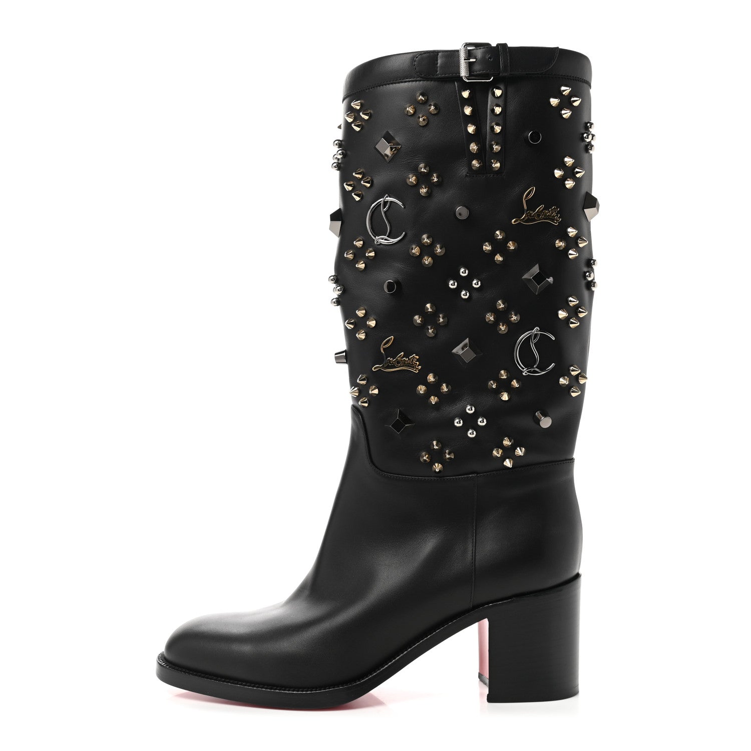 Christian Louboutin Calfskin Studded Clair De Botte 70 Boot 40 Black 1 of 11