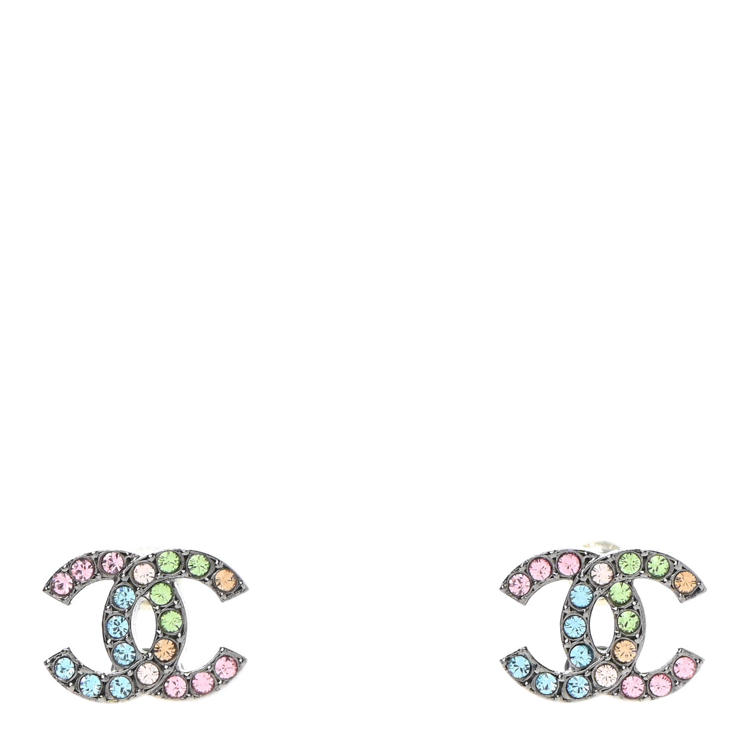 Chanel Ruthenium Crystal CC Earrings Multicolor 1 of 5