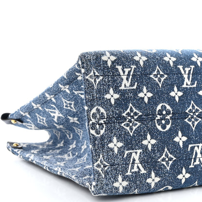 Louis Vuitton Monogram Jacquard Denim Onthego MM Bleu 8 of 9