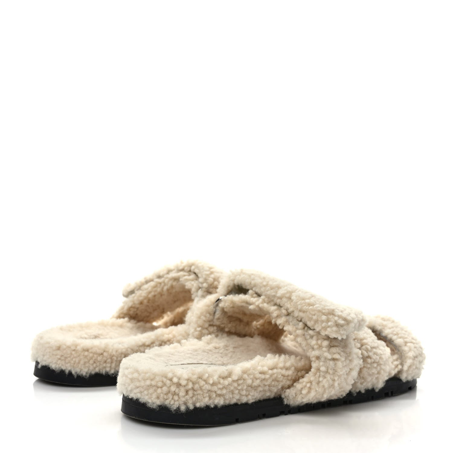 Hermes Woolskin Womens Chypre Sandals 39 Ecru 4 of 8