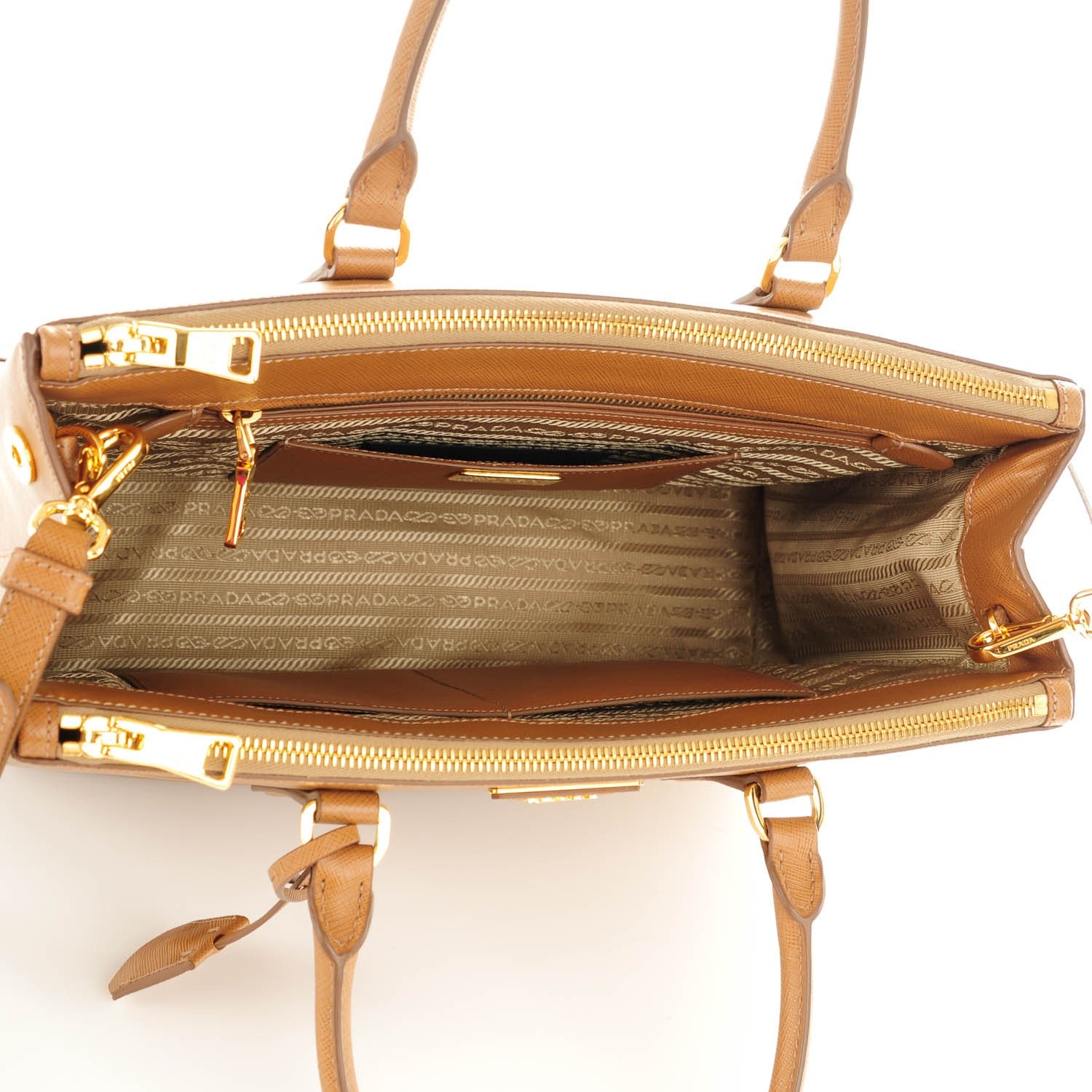 Prada Saffiano Medium Galleria Double Zip Tote Caramel 5 of 9
