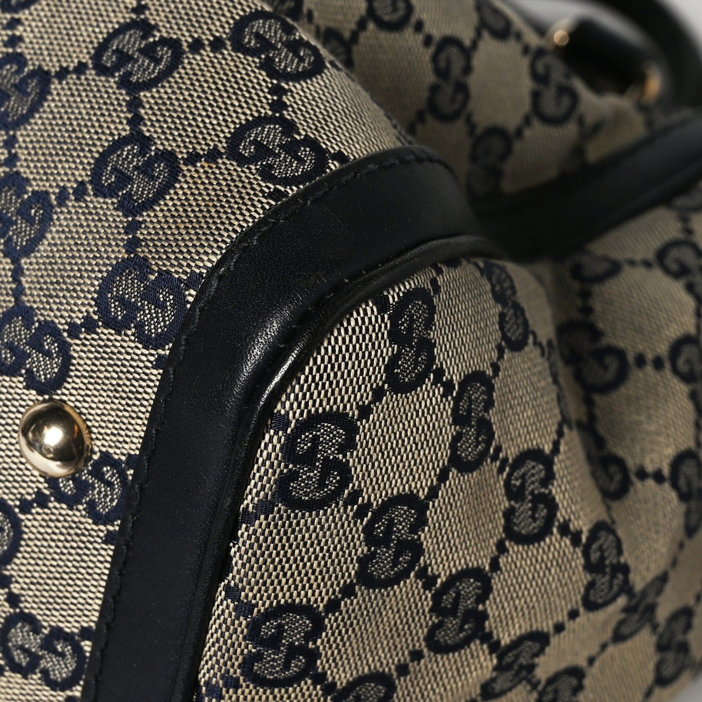 Monogram Selleria Calfskin Vintage Web Medium Boston Beige Blue