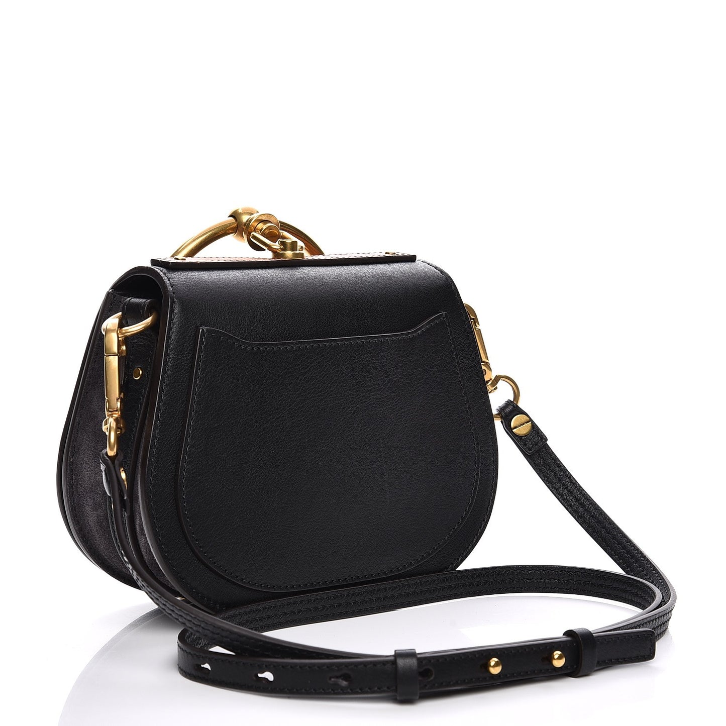 Calfskin Suede Floral Patchwork Small Nile Bracelet Bag Black
