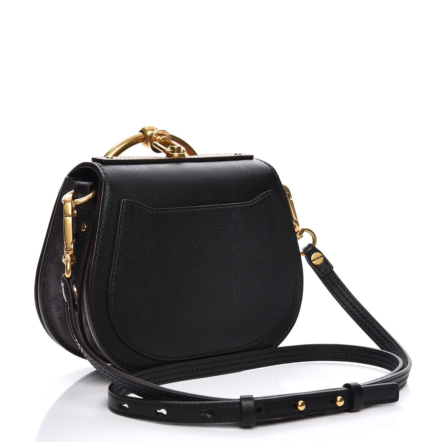 Chloe Calfskin Suede Floral Patchwork Small Nile Bracelet Bag Black 4 of 9