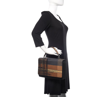 Prada Tessuto Nylon Saffiano Tartan Print Top Handle Bag Cammello 2 of 10