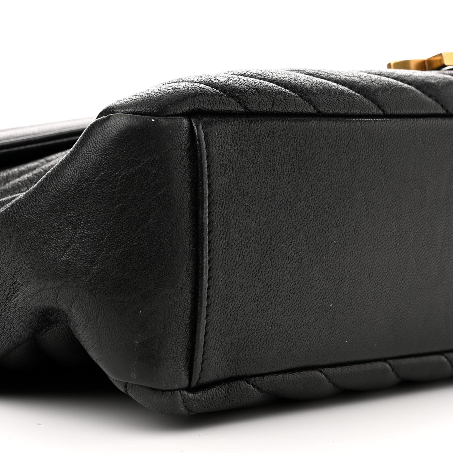 Sheepskin Matelasse Chevron Monogram Large College Satchel Black