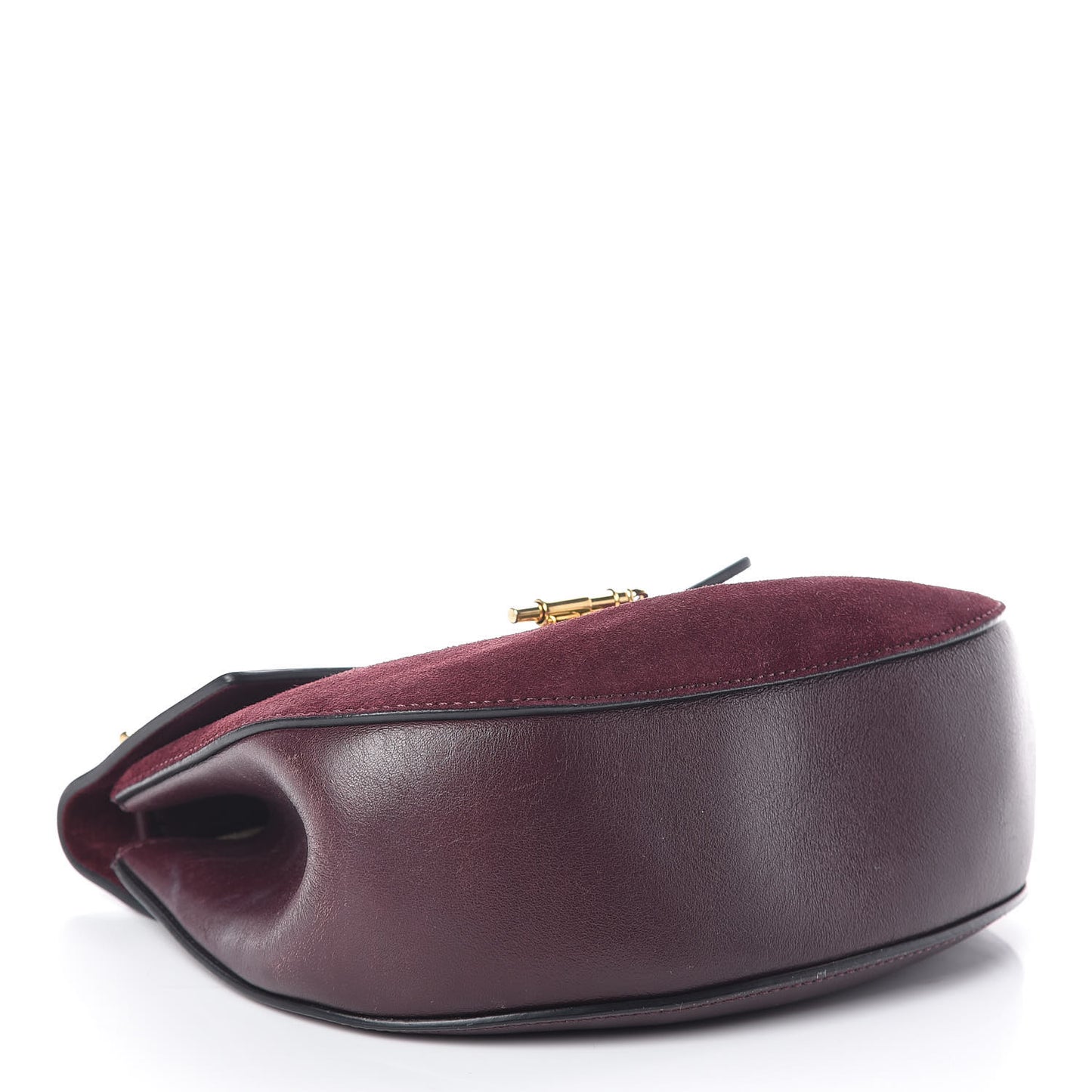 Suede Smooth Calfskin Drew Shoulder Bag Dark Purple