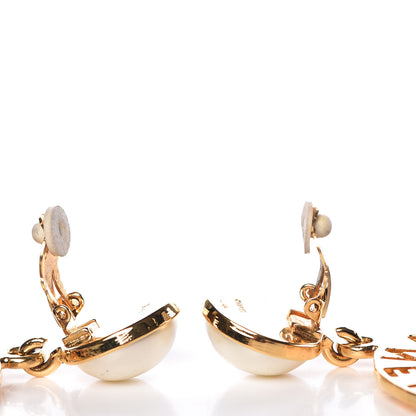 Chanel Pearl Large CC Drop Clip On Earrings Gold 4 of 4