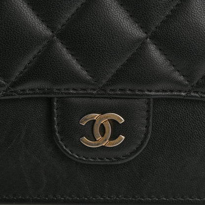 Chanel Lambskin Quilted Classic Pouch With Handle Black 11 of 11
