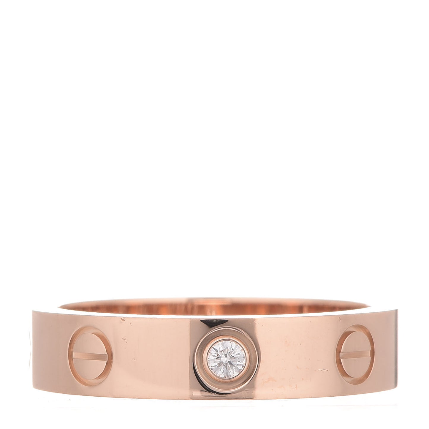 18K Pink Gold Diamond 4mm LOVE Ring 49 4.75