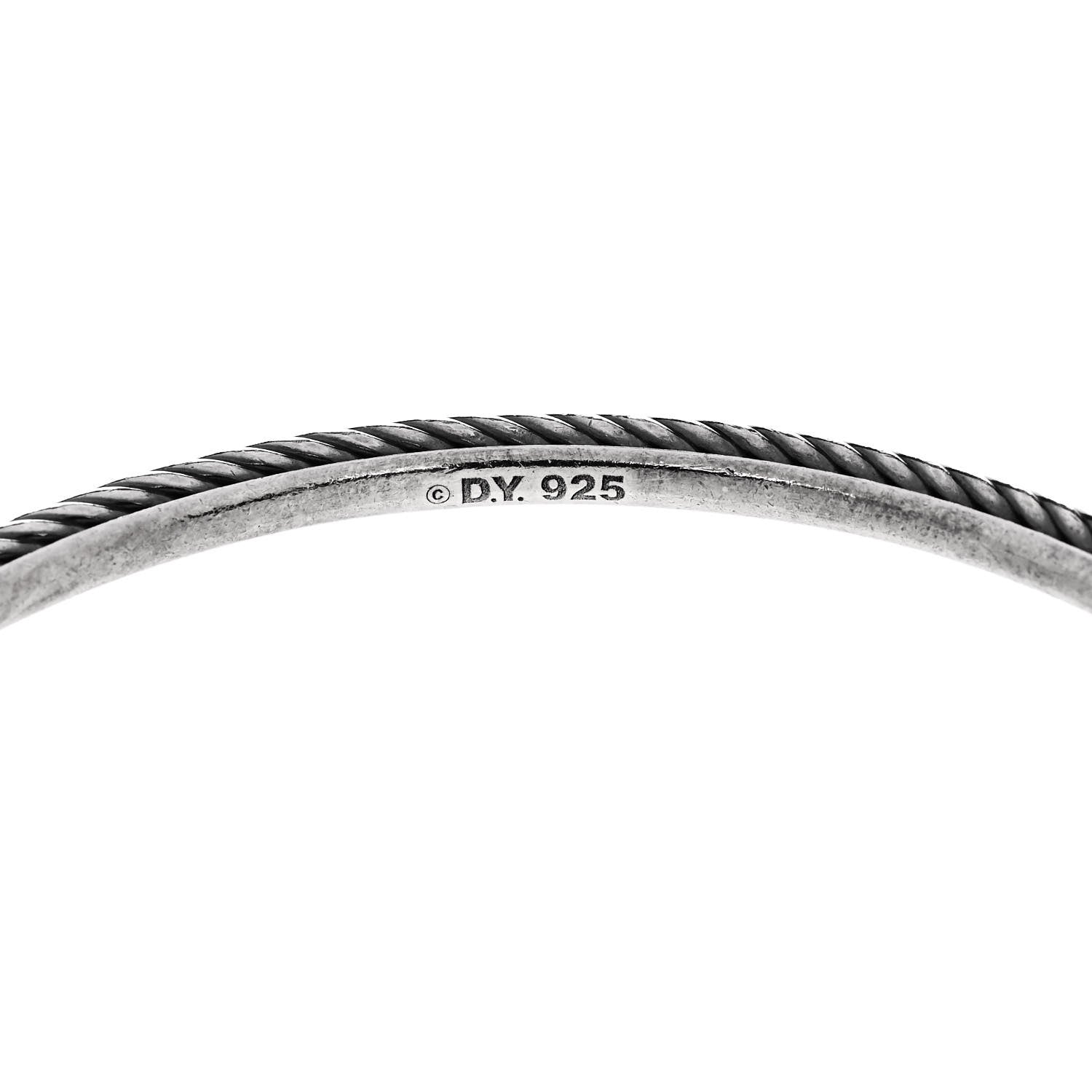 David Yurman Sterling Silver Black Diamond Square Station Cable Bangle Bracelet 3 of 3