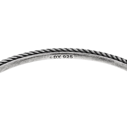 David Yurman Sterling Silver Black Diamond Square Station Cable Bangle Bracelet 3 of 3