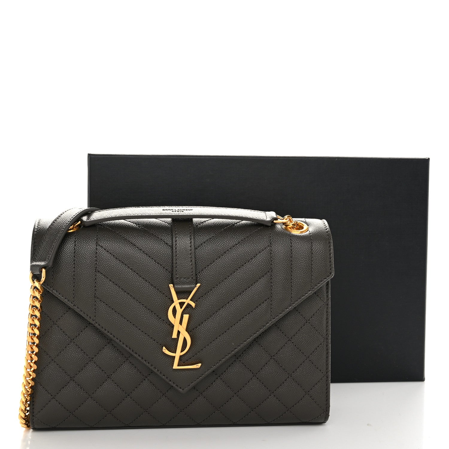 Saint Laurent Grain De Poudre Textured Mixed Matelasse Triquilt Medium Monogram Satchel Pebble 11 of 11