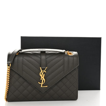 Saint Laurent Grain De Poudre Textured Mixed Matelasse Triquilt Medium Monogram Satchel Pebble 11 of 11