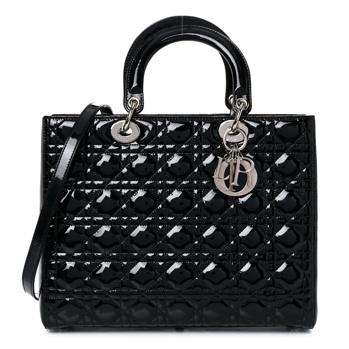 Patent Cannage Large Lady Dior Black