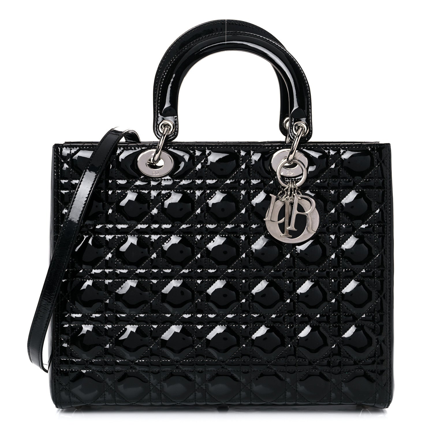 Christian Dior Patent Cannage Large Lady Dior Black 1 of 18