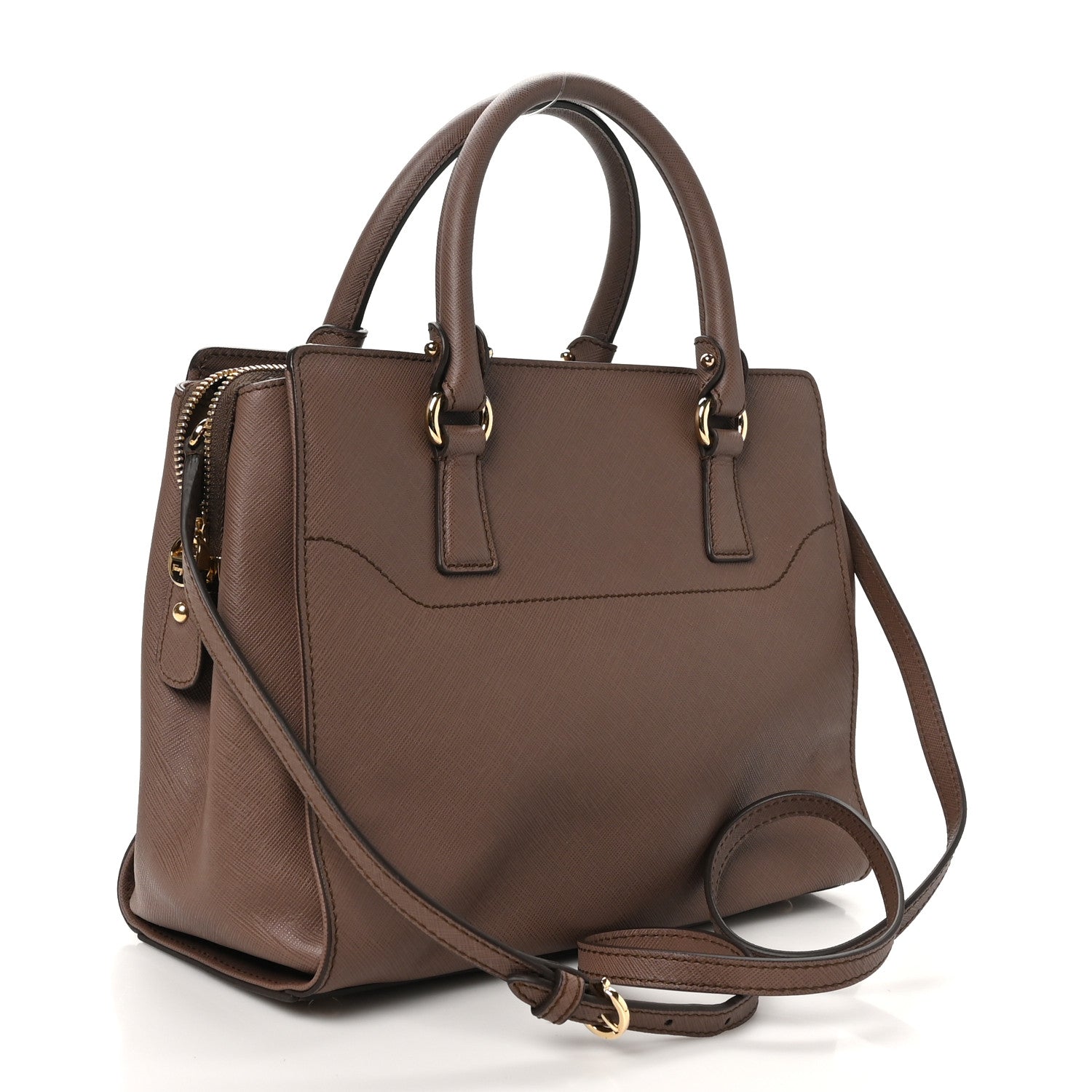 Salvatore Ferragamo Hammered Calfskin Small Beky Tote New Moka 3 of 9