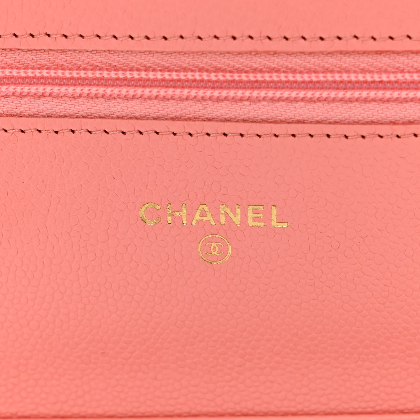 Caviar Quilted Wallet on Chain WOC Coral Pink