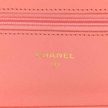 Chanel Caviar Quilted Wallet on Chain WOC Coral Pink 6 of 12