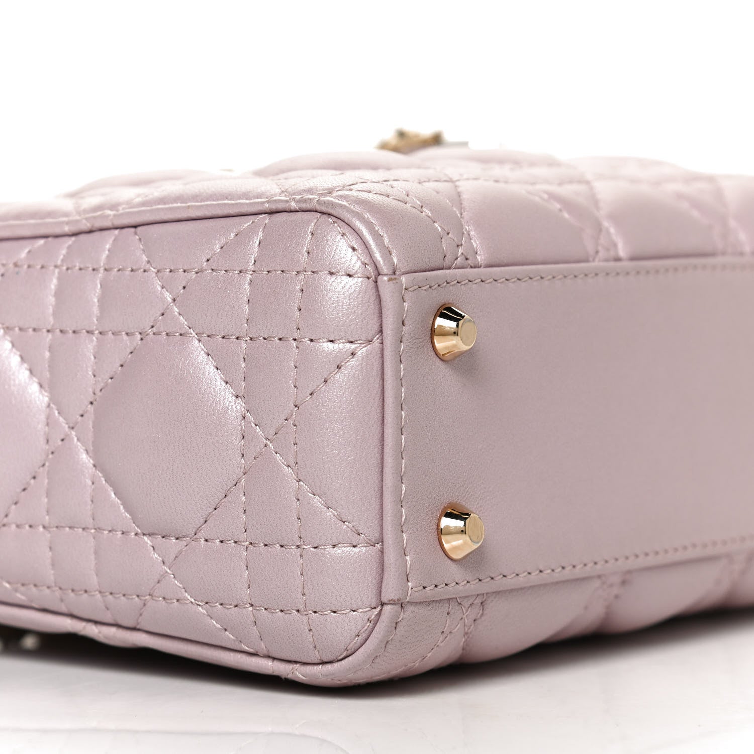 Christian Dior Metallic Lambskin Cannage Mini Lady Dior Lotus 9 of 10