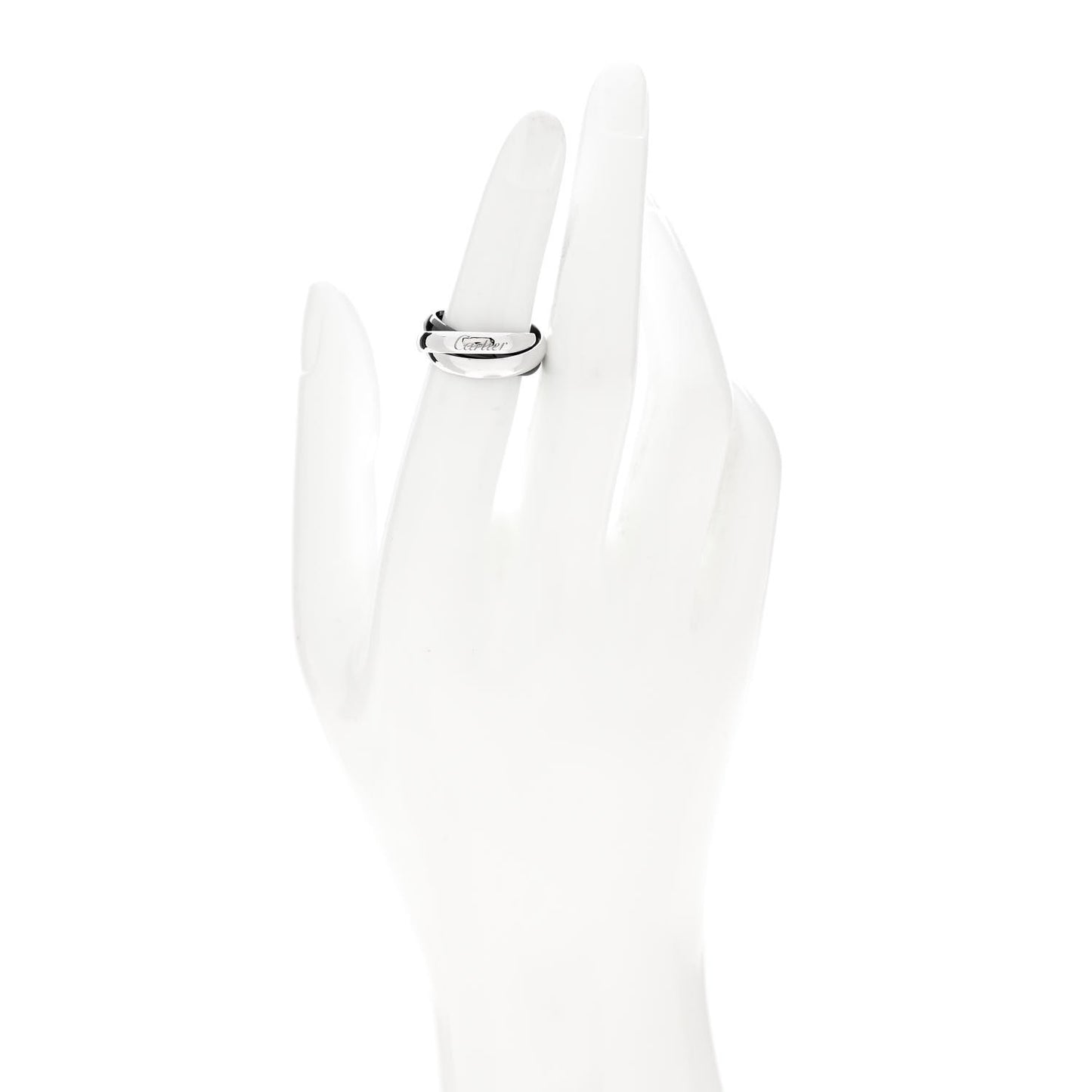 18K White Gold Black Ceramic Trinity Ring 49 4.75