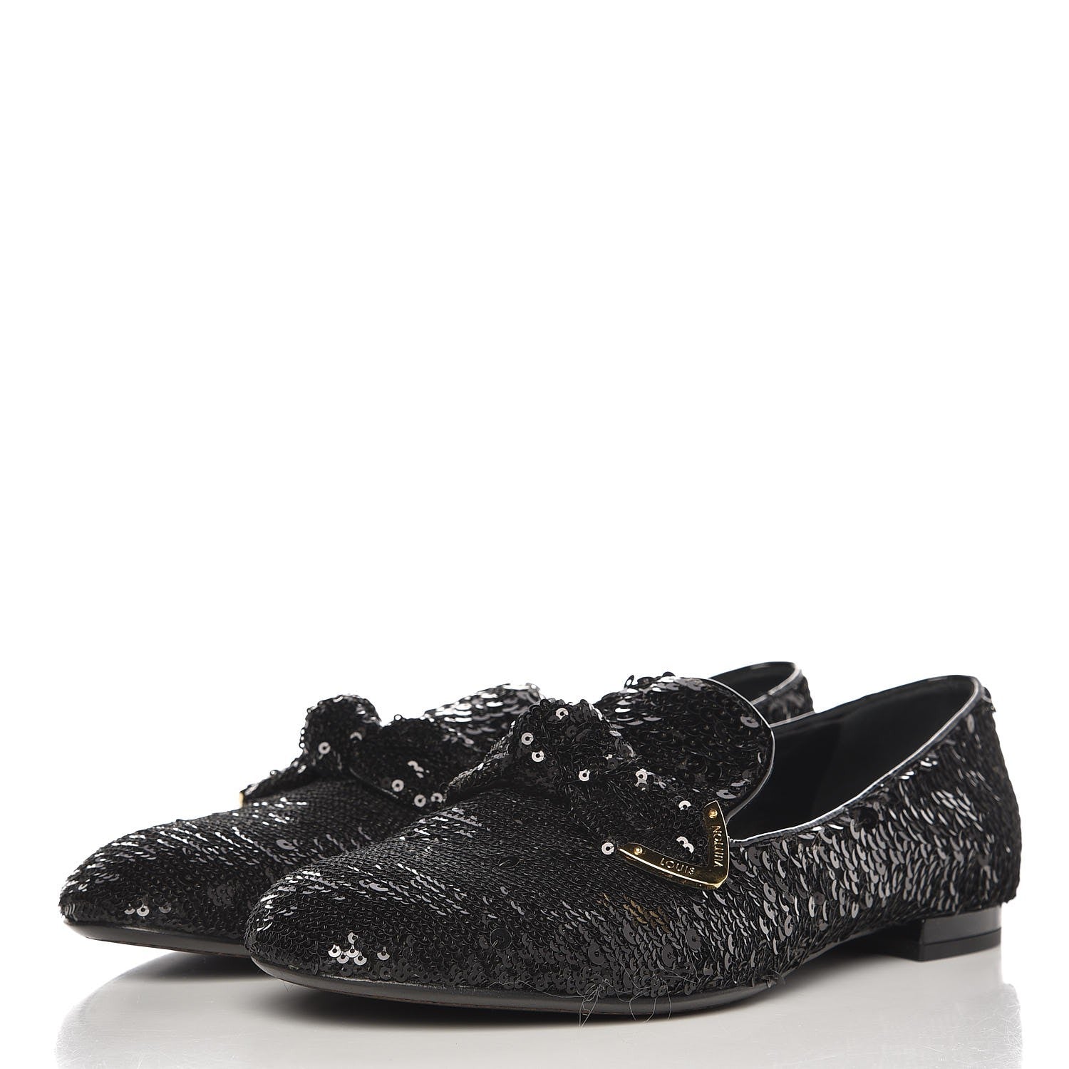 Louis Vuitton Sequin Loafers 37.5 Black 2 of 9
