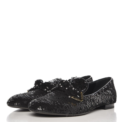 Louis Vuitton Sequin Loafers 37.5 Black 2 of 9