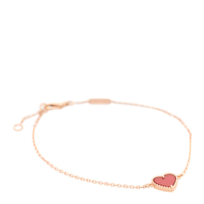 Van Cleef & Arpels 18K Rose Gold Carnelian Sweet Alhambra Heart Bracelet 1 of 4