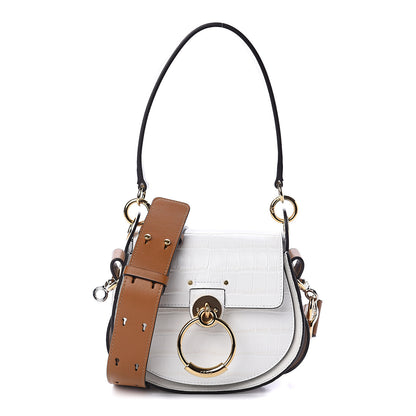Chloe Calfskin Crocodile Embossed Small Tess Bag Brilliant White 1 of 7