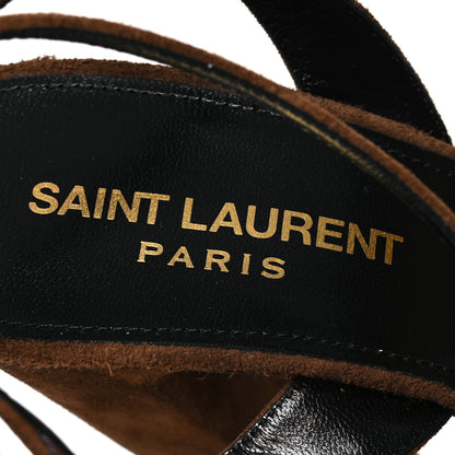 Saint Laurent Suede Jodie 95 Tanouk Platform Sandals 36.5 Land 9 of 12