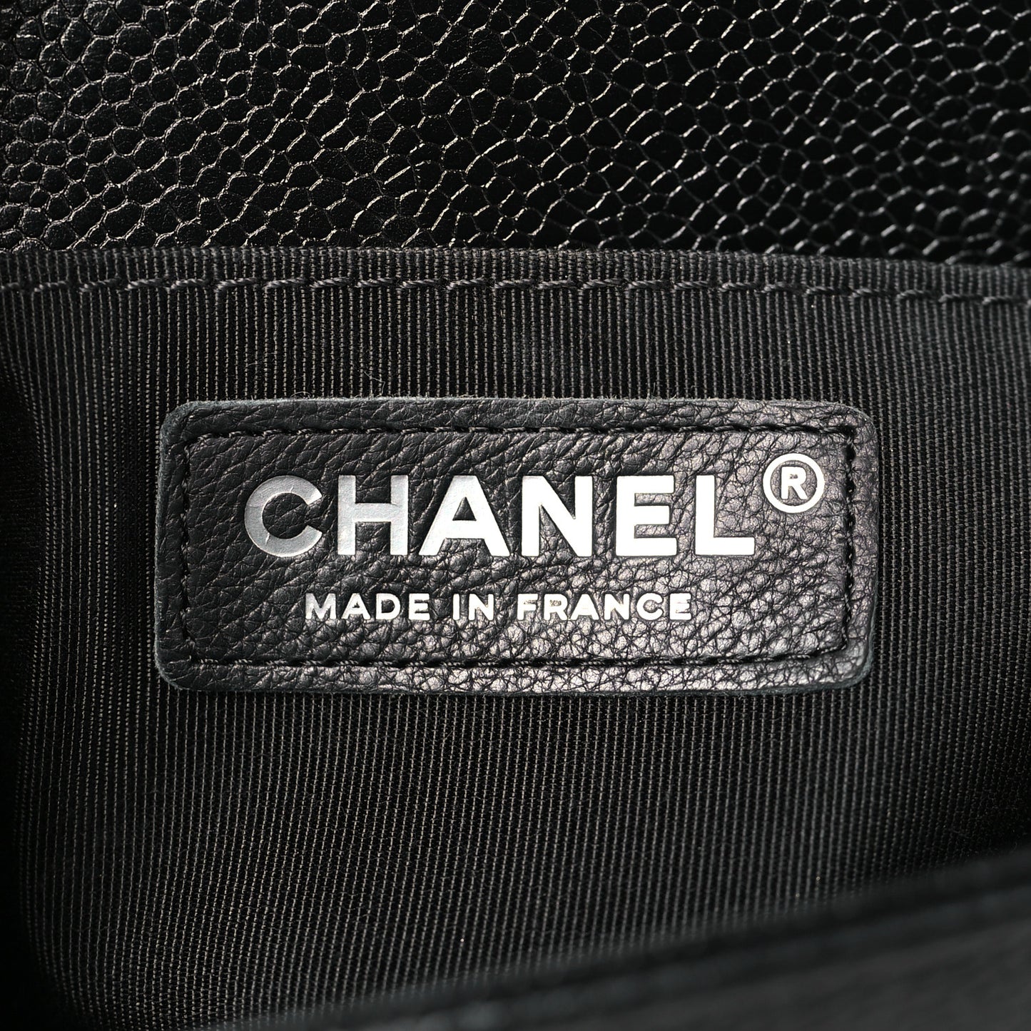 Caviar Chevron Quilted Small Boy Flap Black