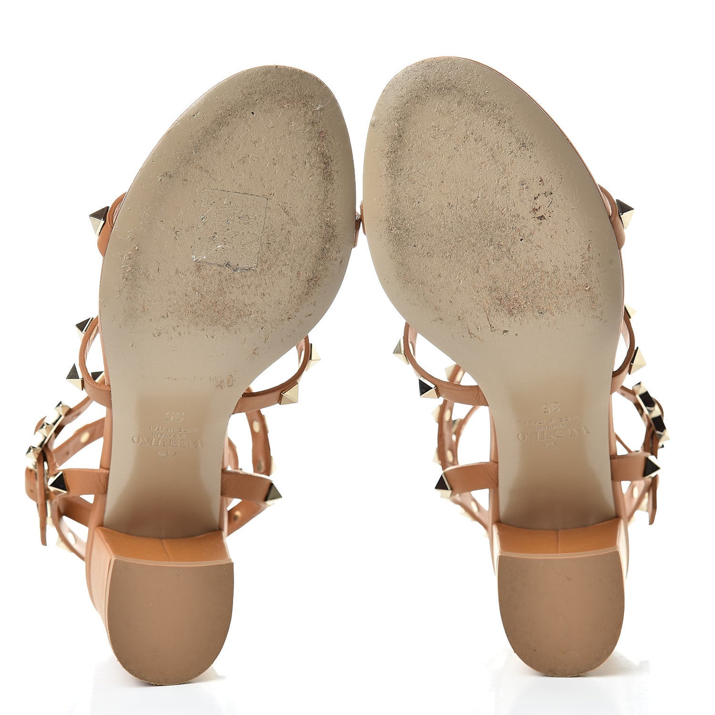 Calfskin Rockstud 60mm City Sandals 35 Light Cuir