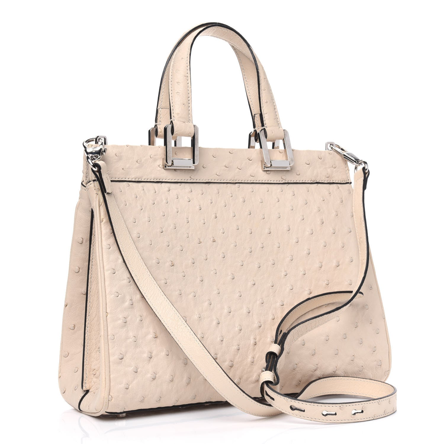 Gucci Ostrich Small Zumi Top Handle Bag Ivory 2 of 4