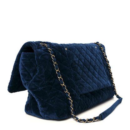 Chanel Velvet Quilted XXL Travel Flap Bag Blue 2 of 10
