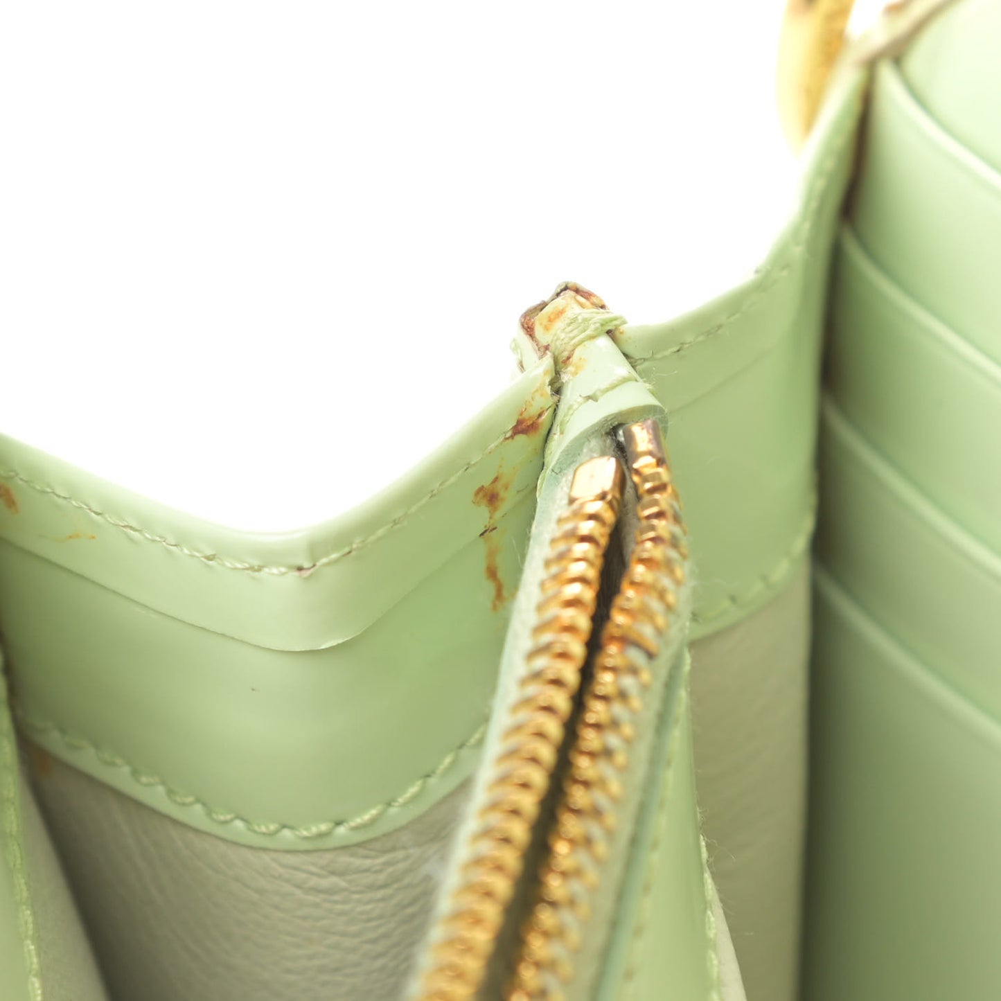 Vernice Metal Bar Chain Wallet Light Green