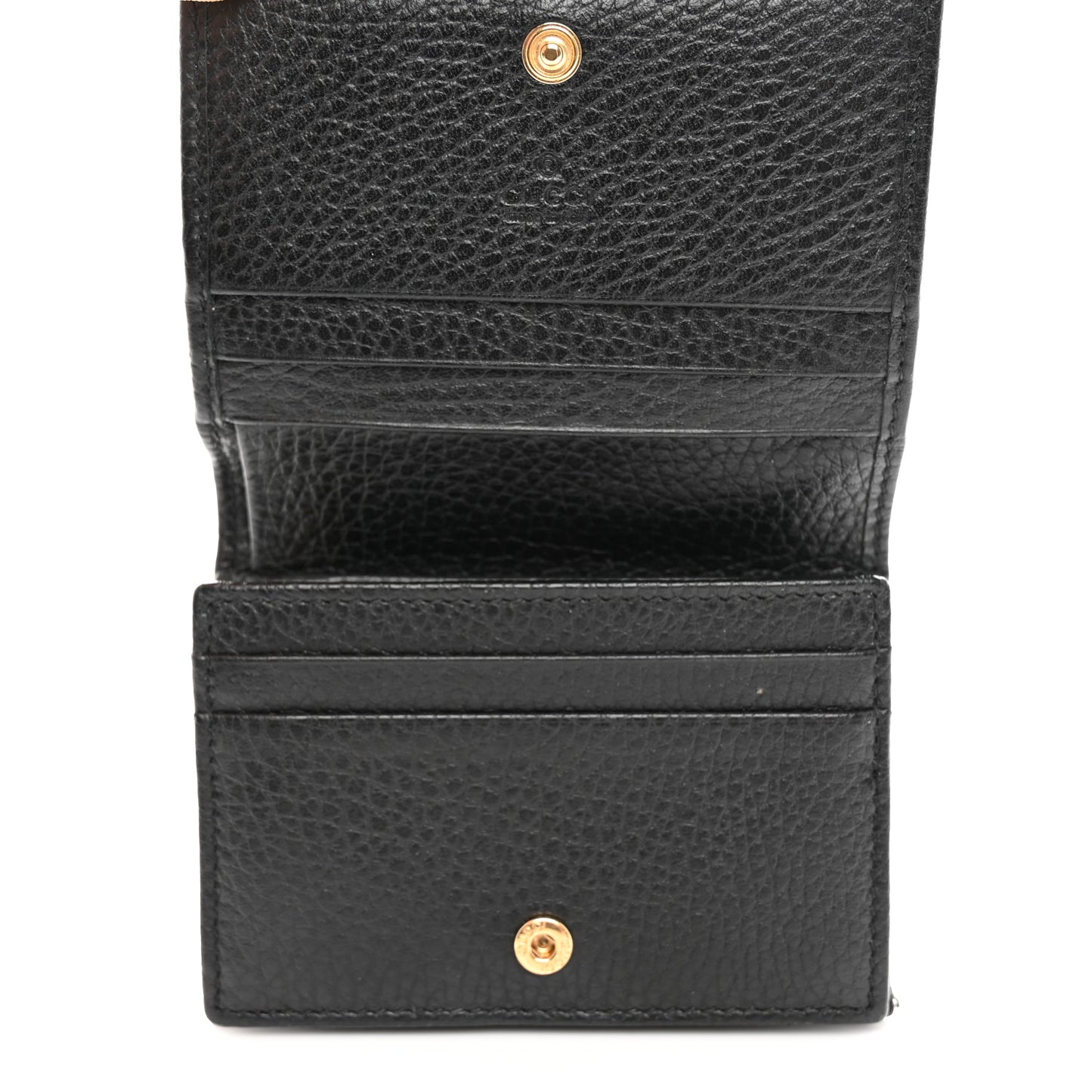 Pebbled Calfskin GG Marmont Card Case Black