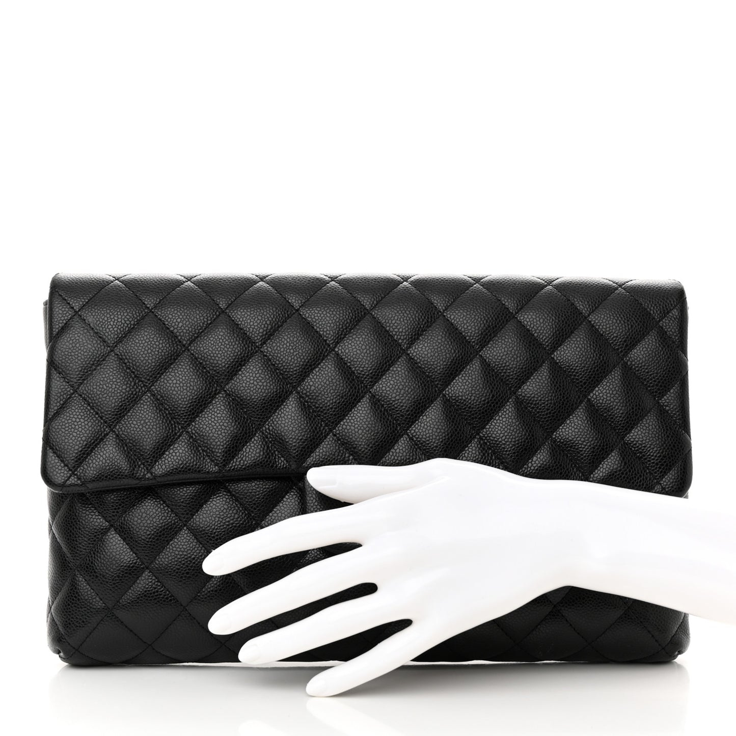 Caviar Quilted Flap Clutch Black