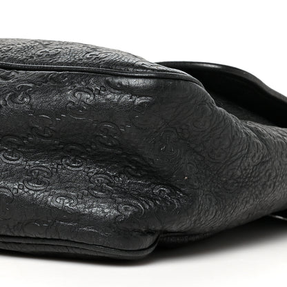 Gucci Guccissima Medium Flap Messenger Bag Black 10 of 13