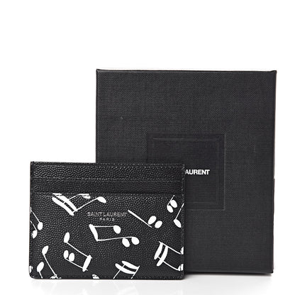Saint Laurent Grain de Poudre Musical Notes Credit Card Case Black 8 of 8