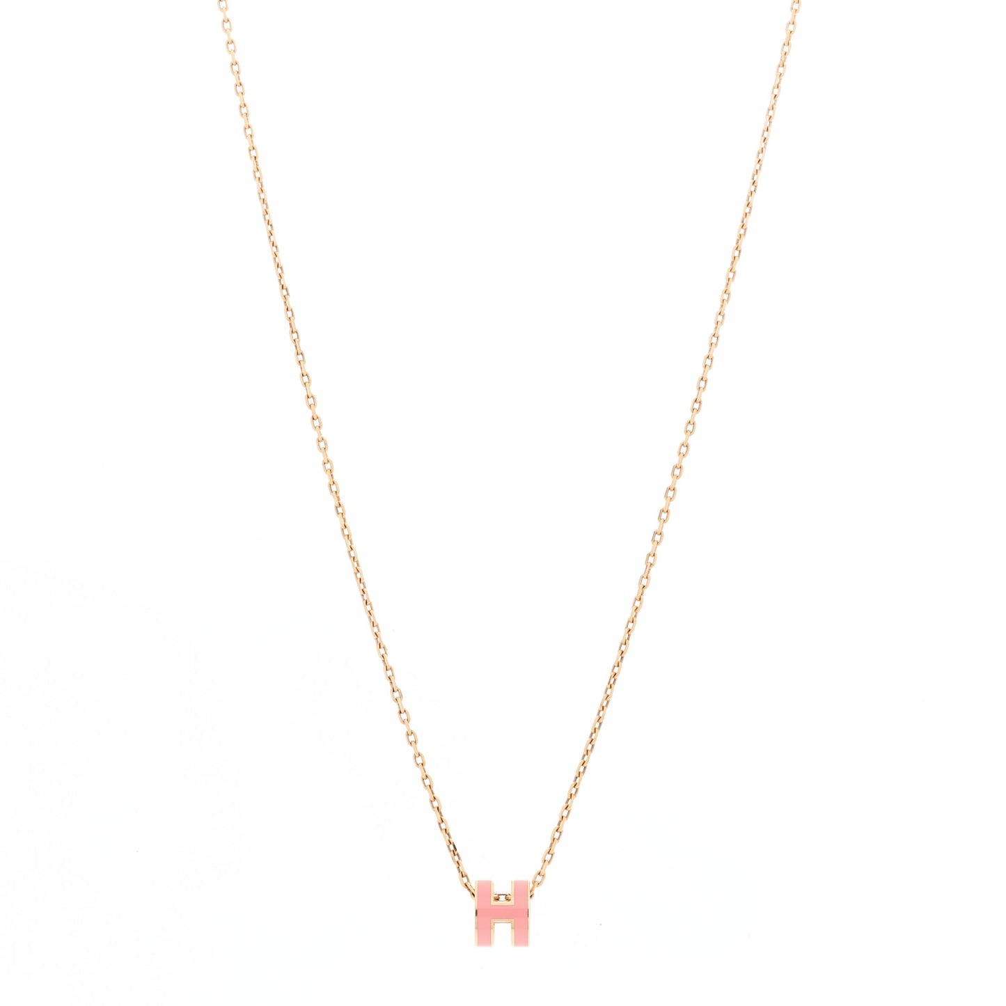 Lacquered Gold Mini Pop H Pendant Necklace Rose Dragee
