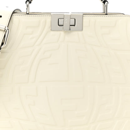 Fendi X SARAH COLEMAN Nappa FF Fish Eye Embossed Mini Peekaboo I SEE U Satchel White Ice 7 of 9