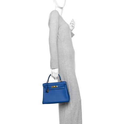 Hermes Togo Kelly Retourne 28 Bleu France 2 of 11
