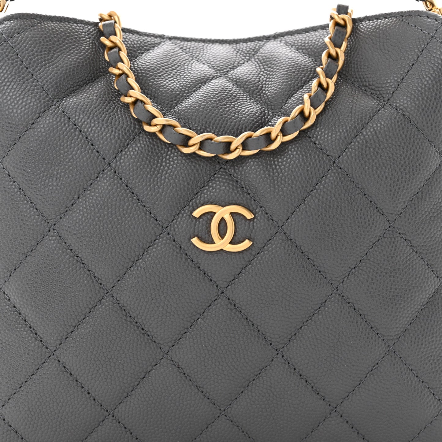Caviar Quilted Chanel Way Clutch With Chain Grey