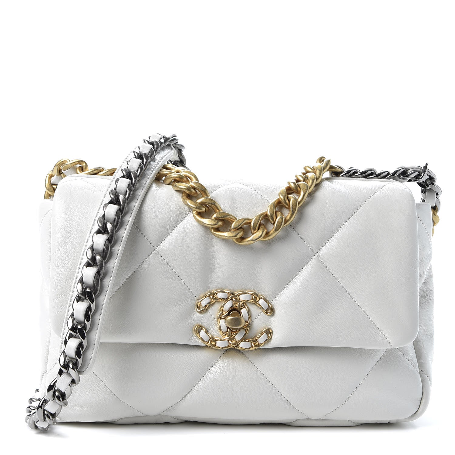Chanel Lambskin Quilted Medium 19 Flap White 1 of 9