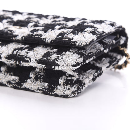 Chanel Tweed Quilted Wallet On Chain WOC Black Ecru White 10 of 11