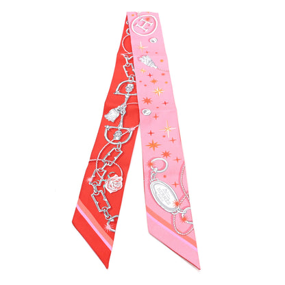 Hermes Silk C'est la Fete Twilly Rose Bonbon Orange 2 of 3