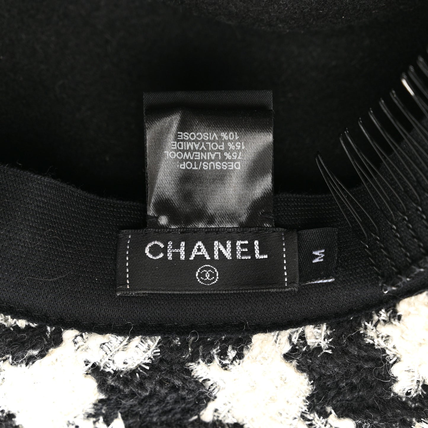 Cashmere Houndstooth CC Fedora Hat M White Black