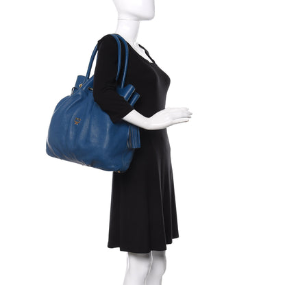 MCM Grained Calfskin Drawstring Bucket Bag Blue 2 of 16